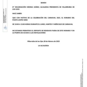 Aviso importante sobre el horario del Punto Limpio en Carnaval