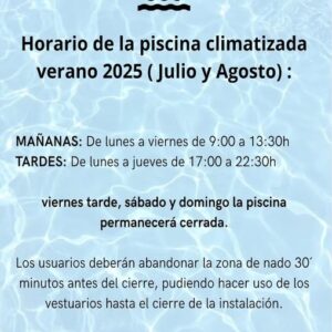 Horario verano piscina climatizada